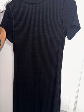 iris Black Ribbed Mini Dress